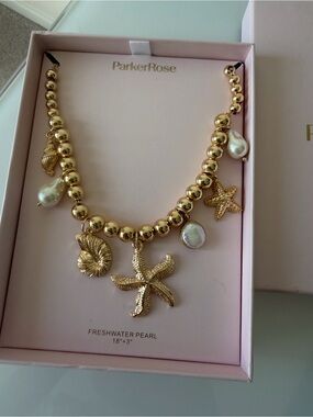 Parker Rose Gold-Tone Sea Charm Necklace with Pearls